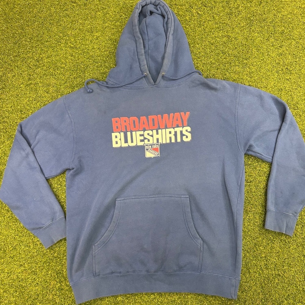 New York Rangers Broadway Blueshirts Hoodie Blue Men Large NHL Hockey Sweatshirt